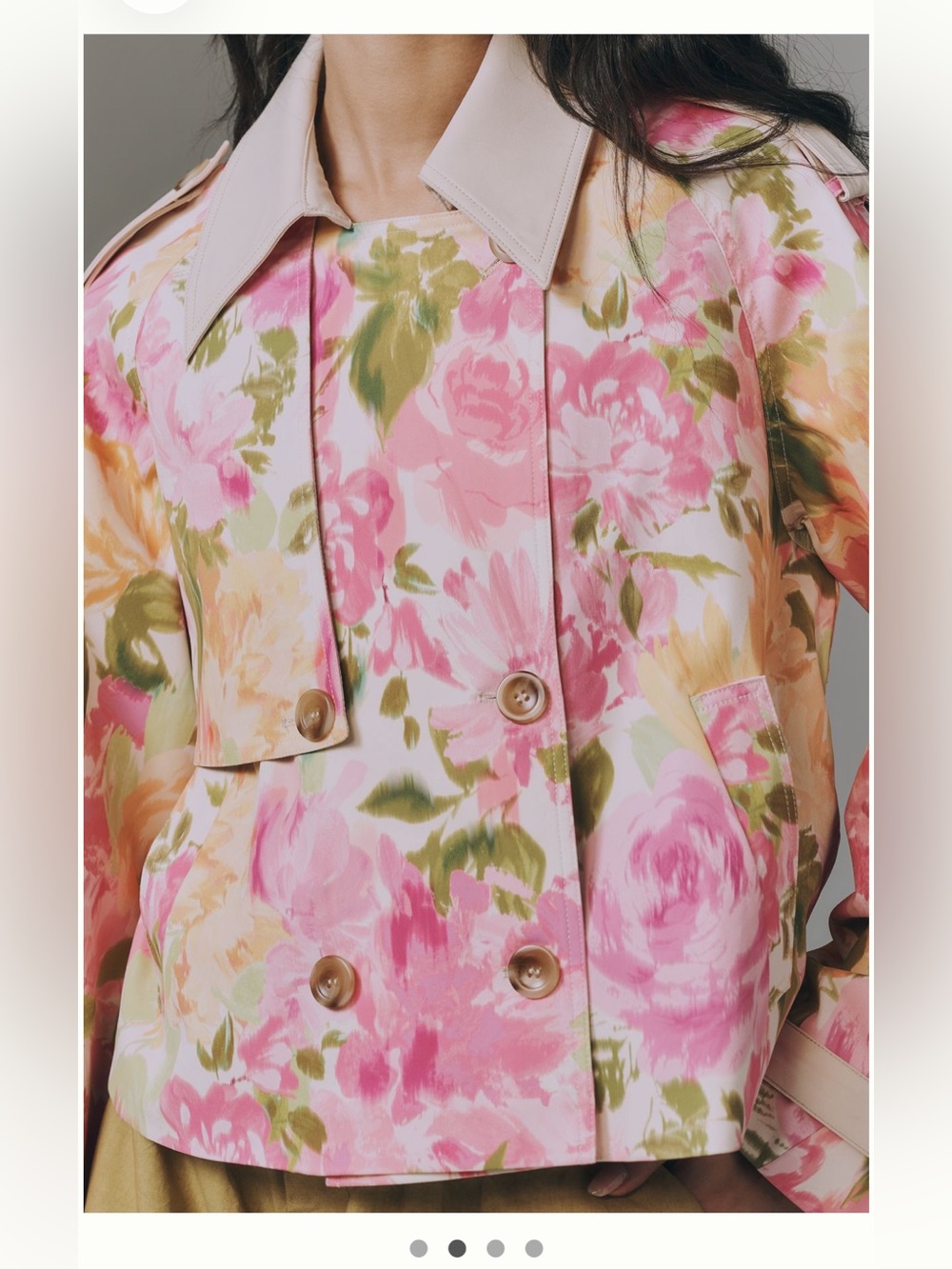 NWT Maeve Retro Floral Cropped Trench Coat XS - Picture 3 of 11